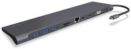 Icy Box USB-C Docking Station με HDMI/DisplayPort 4K PD Ethernet και σύνδεση 2 Οθονών Μαύρο (IB-DK2102-C)