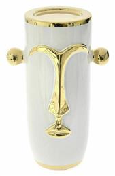 Iliadis Κηροπήγιο Κεραμικό Λευκό/ Χρυσό 18x12x28εκ.