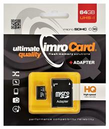 IMRO microSDXC 64GB Class 10 U3 UHS-I με αντάπτορα