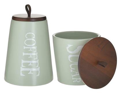 Inart Σετ 2τμχ Βάζα για Ζάχαρη / Καφέ με Καπάκι από Πορσελάνη Καφέ 13x13x18cm