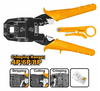 Ingco Πρέσα Ακροδεκτών Δικτύου RJ12, RJ11, RJ45 με Απογυμνωτή από το e-shop