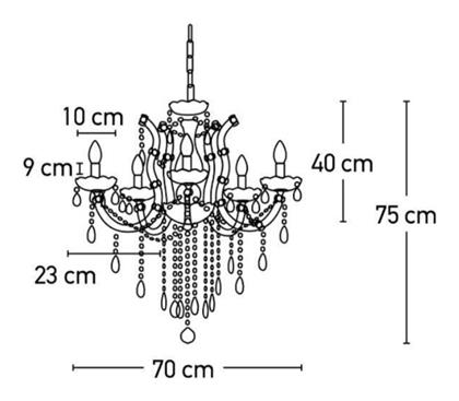 Inlight Πολυέλαιος 6xE14 με Κεράκια Χρυσός 5244-6-ΧΡΥΣΟ