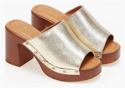 Issue Fashion Mules με Χοντρό Ψηλό Τακούνι σε Χρυσό Χρώμα