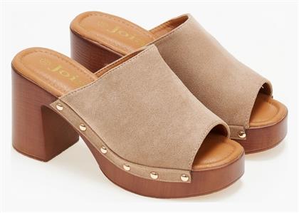 Issue Fashion Mules με Χοντρό Ψηλό Τακούνι σε Καφέ Χρώμα