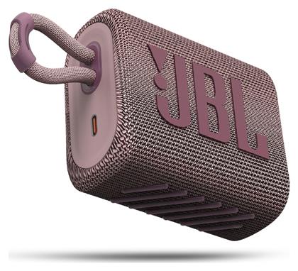 JBL Go 3 Αδιάβροχο Ηχείο Bluetooth 4.2W με Διάρκεια Μπαταρίας έως 5 ώρες Ροζ