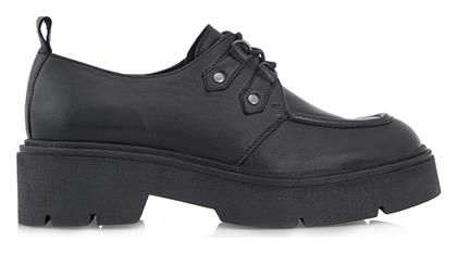 JK London Δερμάτινα Γυναικεία Oxfords σε Μαύρο Χρώμα