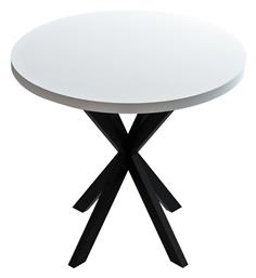 Kalipso Στρογγυλό Κουζίνας Λευκή Απόχρωση, Μαύρο 70x70x75εκ. 321-000096