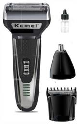 Kemei 3x1 Rechargeable Multi Function Shaver - Black KM-6776 Ξυριστική Μηχανή Προσώπου Επαναφορτιζόμενη