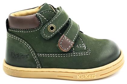 Kickers Tackeasy Δερμάτινα Παιδικά Μποτάκια με Σκρατς Χακί