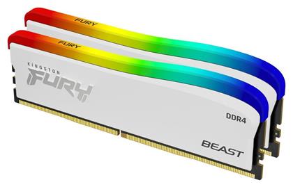 Kingston Fury Beast RGB 16GB DDR4 RAM με 2 Modules (2x8GB) και Ταχύτητα 3600 για Desktop