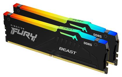 Kingston Fury Beast RGB 64GB DDR5 RAM με 2 Modules (2x32GB) και Ταχύτητα 5600 για Desktop