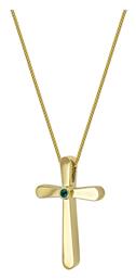 Kiriakos Gofas Γυναικείος Χρυσός Σταυρός 14K Διπλής Όψης με Αλυσίδα