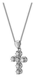 Kiriakos Gofas Λευκόχρυσος Σταυρός 18K με Αλυσίδα