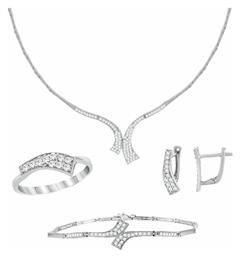 Kiriakos Gofas Σετ Κοσμημάτων από Λευκόχρυσο 14K