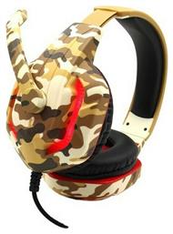 Komc G312 Over Ear Gaming Headset με σύνδεση 2x3.5mm / USB Army Brown από το Filinda