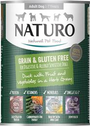 ΚΟΝΣΕΡΒΑ ΣΚΥΛΟΥ NATURO GRAIN - GLUTEN FREE ΠΑΠΙΑ-ΒΑΤΟΜΟΥΡΑ - ΚΟΛΟΚΥΘΑ 390GR