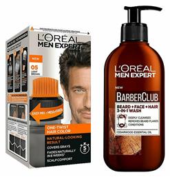 L'Oreal Paris Men Expert Face & Hair Wash 200ml & One-Twist Hair Colour No 05 Light Brown 50ml Σετ Περιποίησης για Βαμμένα Μαλλιά 2τμχ