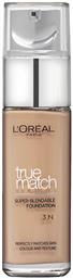 L'Oreal Paris True Match Super Blendable Liquid Make Up SPF17 3N Beige Creme 30ml από το Pharm24