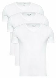 Lacoste TH3374 Ανδρικές Φανέλες Κοντομάνικες σε Λευκό Χρώμα 3Pack