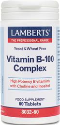 Lamberts Vitamin B-100 Complex Βιταμίνη για Ενέργεια, τα Μαλλιά & τo Δέρμα 60 ταμπλέτες από το Pharm24