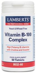 Lamberts Vitamin B-100 Complex Βιταμίνη 100mg Energy 60 ταμπλέτες