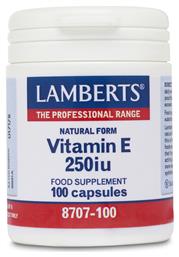 Lamberts Vitamin E Βιταμίνη για Αντιοξειδωτικό 250iu 168mg 100 κάψουλες