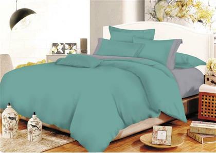 Le Blanc Σετ Σεντόνια Διπλά 200x240εκ. Cotton Line Petrol - Grey