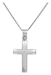 Λευκόχρυσος Σταυρός 14Κ Διπλής Όψης