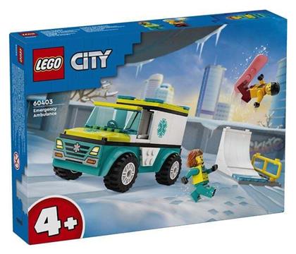 Lego City Emergency Ambulance And Snowboarder για 4+ ετών από το Moustakas Toys