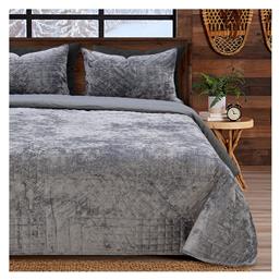 Lino Home Manta Σετ Κουβερλί Υπέρδιπλο από Πολυεστέρα Grey 220x240cm