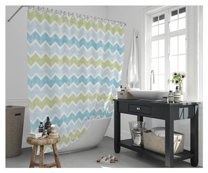 Lino Home Zigzag Κουρτίνα Μπάνιου Υφασμάτινη 180x200 cm Green από το MyCasa