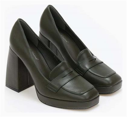 Loafers γόβες με χοντρό τακούνι και φιάπα - Πράσινο