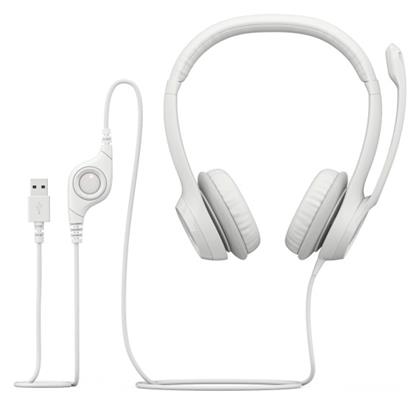 Logitech H390 On Ear Multimedia Ακουστικά με μικροφωνο και σύνδεση USB-A σε Λευκό χρώμα