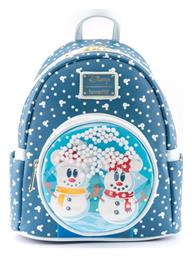 Loungefly Snowman Mickey Snow Globe Mini Παιδική Τσάντα Πλάτης Γαλάζια 22.5x25x11.25εκ.