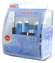 M-Tech Λάμπες Αυτοκινήτου & Μοτοσυκλέτας Powertec Super White H4 Αλογόνου 3450K Φυσικό Λευκό 12V 60W 2τμχ