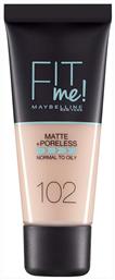 Maybelline Fit Me Matte + Poreless Liquid Make Up 102 Fair Ivory 30ml