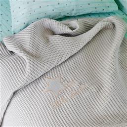 Melinen Κουβέρτα Αγκαλιάς & Λίκνου Riviera Little Star Πικέ 80x110cm Grey
