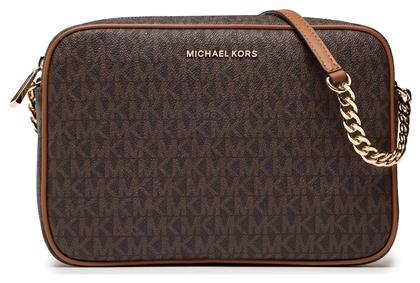 Michael Kors Δερμάτινη Γυναικεία Τσάντα Χιαστί Καφέ