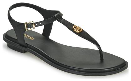 Michael Kors Mallory Thong Δερμάτινα Γυναικεία Σανδάλια σε Μαύρο Χρώμα