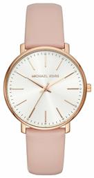 Michael Kors Pyper Ρολόι με Δερμάτινο Λουράκι σε Ροζ χρώμα