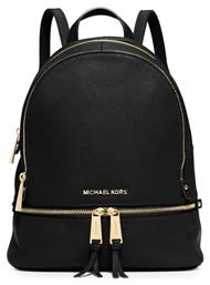 Michael Kors Rhea Medium Δερμάτινη Γυναικεία Τσάντα Πλάτης Μαύρη