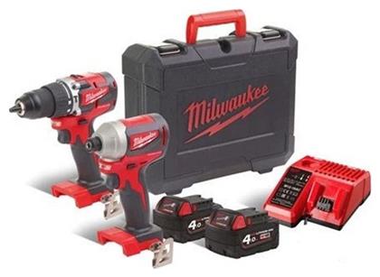 Milwaukee M18 CBLPP2A-402C Σετ Κρουστικό Δραπανοκατσάβιδο & Παλμικό Κατσαβίδι 18V με 2 Μπαταρίες 4Ah και Θήκη