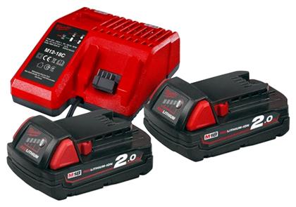 Milwaukee M18 NRG-202 Σετ 2 Μπαταρίες Λιθίου 18V 2Ah με Φορτιστή