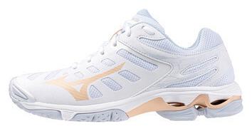 Mizuno Wave Voltage Αθλητικά Παπούτσια Βόλεϊ Λευκό / Ροδακινί Parfait / Γαλάζιο Μπλε