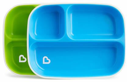 Munchkin Παιδικό Πιάτο Φαγητού Splash Toddler Divided Plates από Πλαστικό Blue/Green 2τμχ από το Designdrops