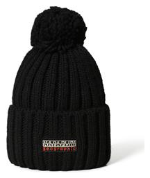 Napapijri Pom Pom Beanie Ανδρικός Σκούφος με Rib Πλέξη σε Μαύρο χρώμα NP0A4GKA041