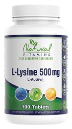 Natural Vitamins L-Lysine 500mg 100 ταμπλέτες