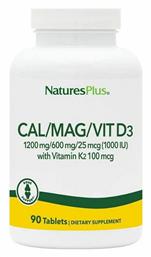 Nature's Plus Bone Support Cal/Mag/Vit D3 with Vitamin K2 90 ταμπλέτες