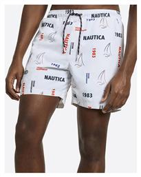 Nautica Ανδρικό Μαγιό Σορτς White με Σχέδια