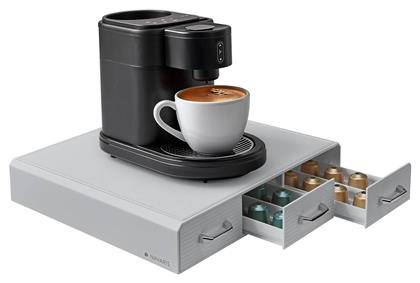 Navaris Capsule Holder Κουτί Αποθήκευσης 3 Συρτάρια Κάψουλες Nespresso Βάση Καφετιέρα Grey